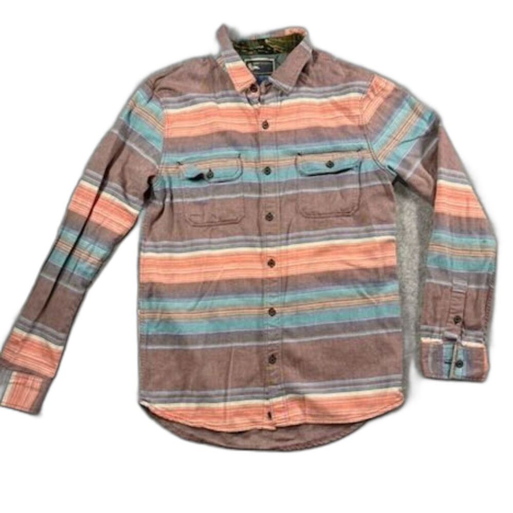 Modern Amusement Mens Medium Striped Button Up Shirt Cotton Surf Skate Western